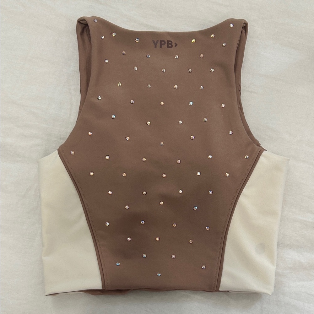 YPB custom rhinestone embellished Brown and Cream Leggings Set S - Picture 4 of 8